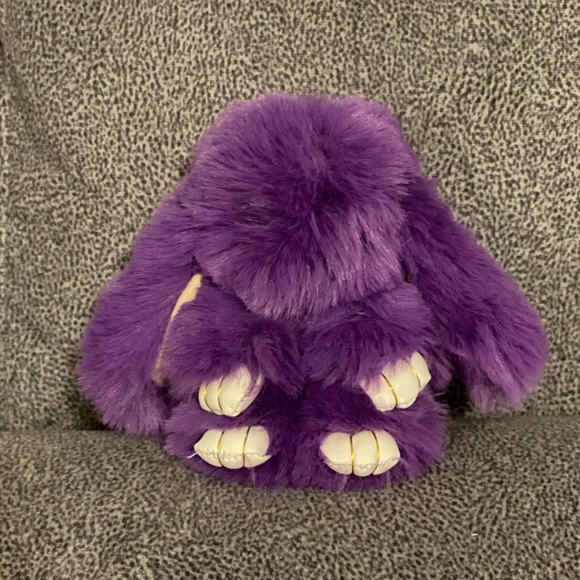 Fluffy Rabbit Pompom Keychain (Dark Purple) - Picture 2 of 8